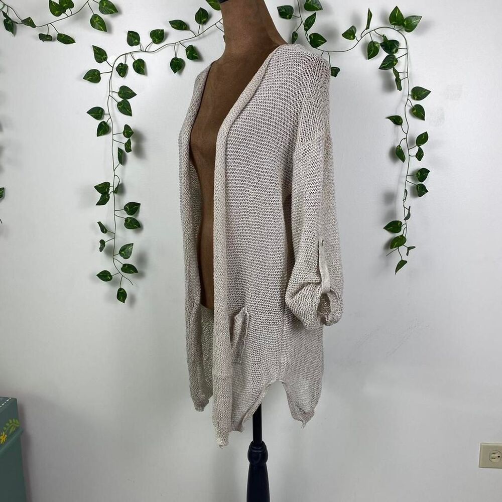 Boho shabby chic crochet cardigan open front Pink Lily layering cottage granny